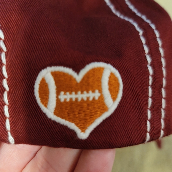 Distressed Burgundy Football Mama Hat - Picture 7 of 8